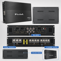 Amplificateur de voiture 4 canaux classe AB en aluminium 80Wx4 RMS pleine gamme avec égaliseur en stock pour mise à niveau du système audio de voiture et crossover