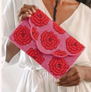 Pochette et sac à main de soirée à imprimé floral tendance et orné de perles - Vente en gros en provenance d'un fournisseur indien - Product Image 2