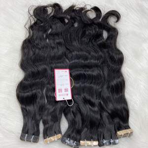 100% Human Hair Extensions Natural Color Loose Wavy Remy Double Drawn European Raw Virgin Apohair Jessie Tape in Hair - Product Image 4