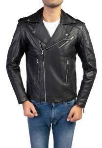 Veste en cuir véritable de style motard poches zippées à l'avant col rabattu couleur marron course manches longues personnalisées 2024 vestes pour hommes - Product Image 6