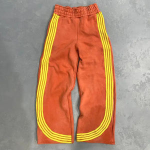 Chándal de lana lavada con ácido vintage de gran tamaño OEM para hombre con logotipo personalizado impreso rayas laterales peso pesado transpirable algodón Unisex - Product Image 3