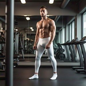 Leggings de yoga imprimé graphique de couche de base vêtements de fitness d'entraînement Legging de sublimation pantalon de compression blanc de couleur unie pour hommes - Product Image 6