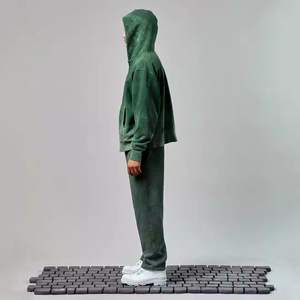 400GSM 100% Algodón Sun Wash Chándal Loose Fit Baggy Drop Shoulder Street Wear Hombres Unisex Acid Wash Sets - Product Image 2