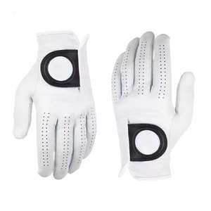 Venta caliente guantes de golf de cuero Cabretta personalizados de alta calidad de cuero genuino blanco piel de oveja estiramiento antideslizante embalaje personalizado - Product Image 3