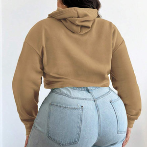 Sudadera con capucha recortada para mujer de alta calidad con logotipo personalizado bordado OEM ODM ropa informal personalizada proveedor directo de fábrica - Product Image 5