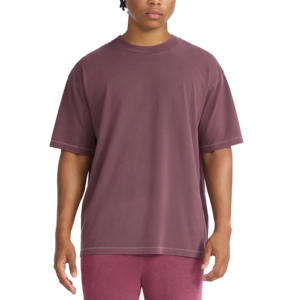 เสื้อยืดผู้ชายผ้าฝ้าย100% โอเวอร์ไซส์ทรงหลวมพิมพ์ลายคอวีเฮฟวีเวตทรงหลวมใส่สบาย - Product Image 2