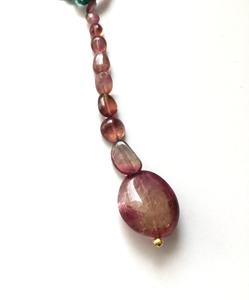 ลูกปัดทัวร์มาลีนสีชมพูธรรมชาติ ขัดเรียบ 1 เส้น สำหรับทำเครื่องประดับอัญมณี - Product Image 5