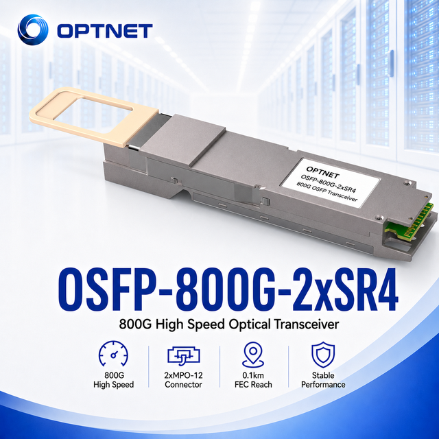 For AI Data Center High Speed Interconnect Applications with 850nm 2xMPO-12 MMF 100m Reach 800G OSFP 2xSR4 Optical Transceiver