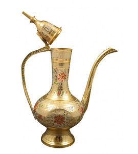 Hot Selling Arabic Dallah Long <b>Kettle</b> Hand Engraved Vintage Arabic Kitchen Server Brass Metal Tea Coffee Server <b>Economical</b> Price - Product Image 3