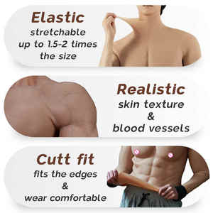 بدلة عضلات صدر وبطن من السيليكون بتصميم مطور وواقعي لكامل الجسم، مناسبة للحفلات التنكرية - Product Image 3