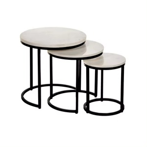 Modern <b>Coffee</b> <b>Table</b> Set with Iron Top for Home Furniture - Product Image 5