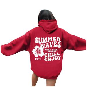 Sudadera holgada con capucha personalizada de 100% algodón para mujer, sudadera con estampado de hombros caídos, jersey de calle de gran tamaño con diseño personalizado - Product Image 6