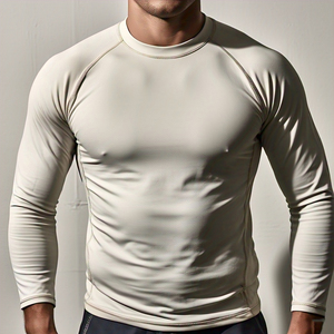 Summer Beach Swim Rash Guard Hommes Léger 100% Polyester Athletic Shirt Compression Manches Longues Rash Guard Hommes - Product Image 3