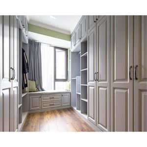 מדף אחסון מודרני מעץ ארגונית בגדים ארון ריהוט חדר שינה עם ארון חלון - Product Image 1