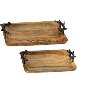 Juego de diseño de tendencias de 2 bandejas de servicio de comida de decoración de mesa de diferentes tamaños admirable nueva llegada bandejas de cocina para hoteles en casa - Product Image 1
