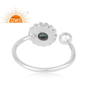 Handmade Oxidized Sterling Silver Natural <b>Green</b> Tourmaline Gemstone Adjustable Ring Custom <b>Jewelry</b> For Women Gift For Her - Product Image 4