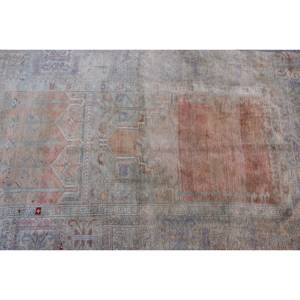 Alfombra turca rectangular con respaldo de látex de lana Beige de área grande de 3,6x6,2 pies, diseño abstracto de retazos para pasillo - Product Image 5