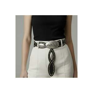 Ceinture de cowgirl, ceinture de taille, ceinture de robe, ceinture de jupe, ceinture de pantalon - Noir-Argent - Product Image 1