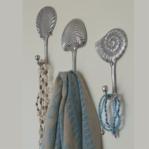 Crochets muraux en métal coquillage au design vintage classique, finition argentée, réglables, écologiques et multifonctionnels pour la maison et le salon - Product Image 1