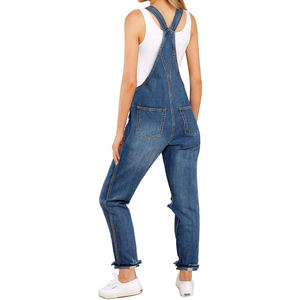 Mono vaquero informal con bolsillos para mujer, ropa de mujer 2024, pantalones cortos vaqueros rectos informales, pantalones de talla grande con servicio OEM - Product Image 2