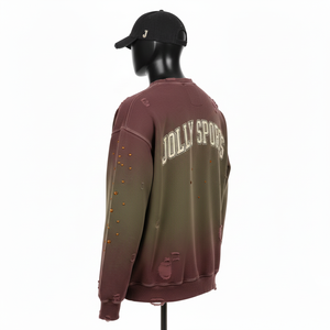 Sudadera Premium con Lavado Ácido, 350GSM, Felpa de Algodón Grueso, Colores Degradados, Estilo Desgastado, Logotipo Bordado Personalizado, Sudadera Básica - Product Image 2