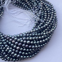 4mm 6mm 8mm naturel noir arc-en-ciel perle d'eau douce pierre forme ronde perles brin approvisionnement en gros fabrication de bijoux tahitien réel