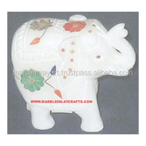 Marble Inlay Handmade <b>Elephants</b> Statue Home <b>Decoration</b> - Product Image 1