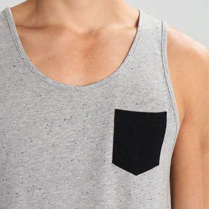 <b>Men</b> <b>Tank</b> <b>Top</b> Grey with <b>Black</b> Pocket Soft Cotton Fabric Sleeveless Casual Style Ideal for Summer Custom Design Available <b>Tank</b> <b>Top</b> - Product Image 2