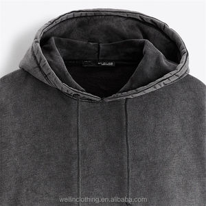 Meilleur prix de vente de haute qualité, poids lourd, pull à capuche avec broderie, logo personnalisé, fabricant, sweat à capuche vintage lavé à l'acide - Product Image 6