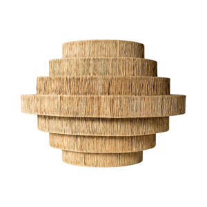 Abat-jour en raphia côtier fait main avec structure en bambou - Product Image 1