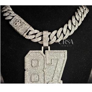 Pendentif en diamant numéro de luxe de qualité supérieure Design glacé avec diamants Moissanite Pendentifs de fête Hip Hop en argent 925 - Product Image 1