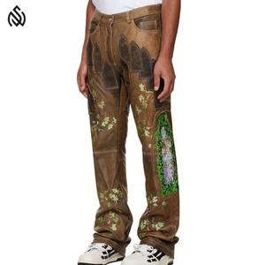 Pantalon en cuir lavé pour hommes pantalon en cuir dernier modèle de haute qualité pantalon en cuir pour hommes de dernière conception vente en gros - Product Image 5