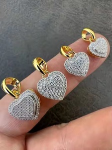 Pendentifs en forme de cœur 3D MOISSANITE pour femme en or 14 carats sur argent sterling 925, 4 tailles: 8mm, 10mm, 12mm, 15mm PASSES DIAMOND Tester - Product Image 5