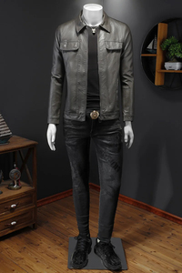 Chaquetas de cuero de moda de talla grande para hombre tela de lona - Product Image 5