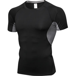 T-shirt de sport coupe ajustée de haute qualité pour hommes entraînement de Compression t-shirts de gymnastique col rond chemise d'entraînement de musculation masculine - Product Image 3