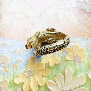 Bague Crocodile Doré Argenté, Cadeau Idéal - Product Image 5