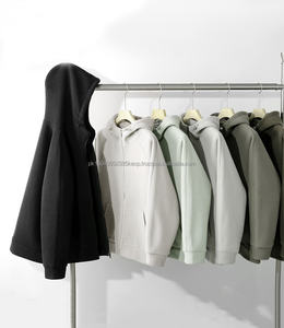 Sweats à capuche zippés en molleton épais personnalisables pour hommes, pour l'automne et l'hiver, avec options de broderie de logo pour vêtements de travail en crochet uni - Product Image 5