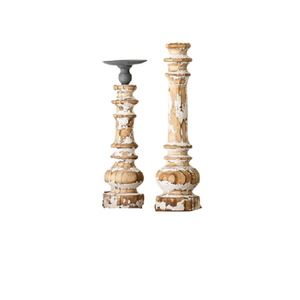 Bougeoir en bois de Style rétro Vintage, chandelier en bois massif fait à la main, bougeoir créatif, décoration de la maison, ensemble de 2 - Product Image 1