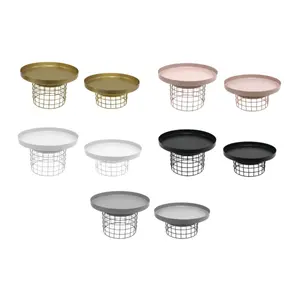 Soporte de pastel de metal con espejo redondo con pedestal dorado adornado para eventos de boda decoración de festivales - Product Image 6