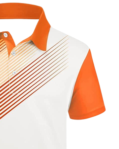 Camiseta Polo Personalizada de Manga Corta para Hombre, Diseño de Rayas Diagonales Blancas y Naranjas, Tejido Transpirable, Ropa Casual de Golf, OEM Personalizado - Product Image 2