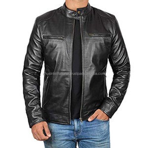 Chaqueta de motorista de cuero genuino para hombre, clásica, cómoda, personalizada, caliente, negro, marrón, fabricación profesional, calle principal de invierno - Product Image 3