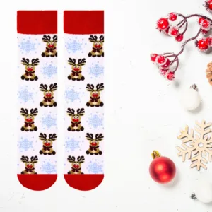 Unisex Deer-Printed Christmas Ankle <b>Socks</b> Cozy Breathable Nylon Customizable Logo for Daily Use Winter/Spring/Summer Seasons - Product Image 1