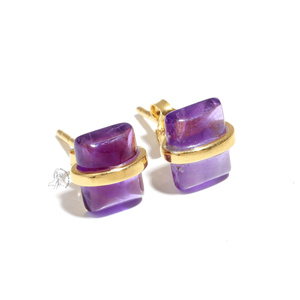 Pendientes de plata de amatista natural, pendientes de plata de ley 925, pendientes de plata hechos a mano para mujer, amatista - Product Image 1