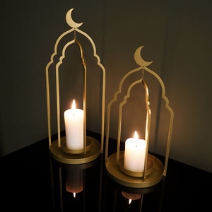 Lanternes décoratives de Noël en fer forgé avec motif lune, 2 tailles, pour la décoration intérieure, lanternes modernes faites à la main, vente en gros - Product Image 3