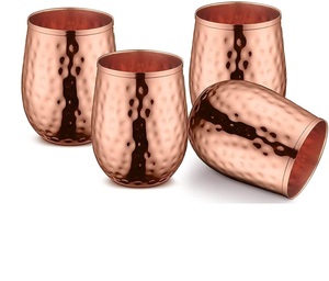 Vendeur chaud 100% tasses et gobelets en cuivre pur 16 oz miroir argent Design moderne écologique avec marque personnalisée - Product Image 5