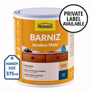 Vernis pour bois d'intérieur à base d'eau OEM, finition mate transparente, faible odeur, résistant aux rayures, étiquette privée disponible, 375 ml - Product Image 2