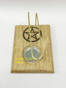 กระถางธูปไม้อะคาเซียทรงสี่เหลี่ยมผืนผ้าสไตล์วินเทจที่วางธูปบูชาบูชาทรงห้าเหลี่ยม - Product Image 3