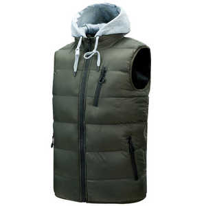 Gilet à capuche en coton pour hommes Veste d'hiver sans manches slim pour hommes Gilet d'hiver chaud en coton Gilet sans manches pour hommes - Product Image 5