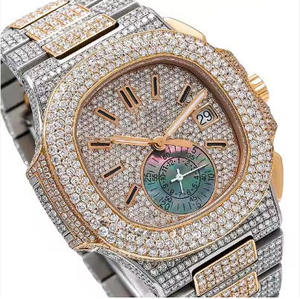 Reloj Redondo de Moissanita Unisex. Reloj de Acero Inoxidable de Lujo Estilo Hip-Hop con Esfera de Cristal Analógica de Alta Calidad - Product Image 3