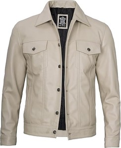 Chaqueta de Cuero para Hombre Mono Riders, Estilo Camionero Vintage, Piel de Cordero Auténtica, Transpirable, Cuello Alto, Cierre de Cremallera, Forro de Piel Sintética - Product Image 1
